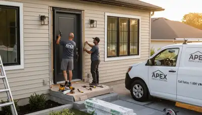 Professional door installation with durable vinyl siding in Raleigh, NC exterior home project