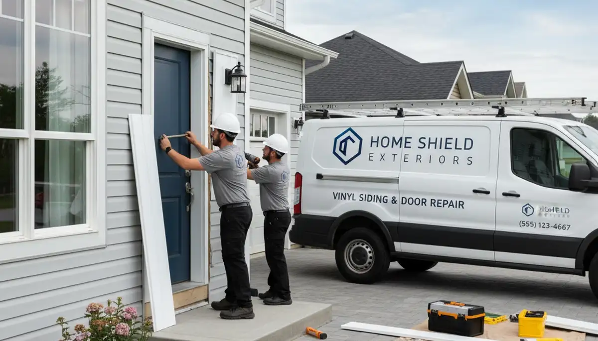 Vinyl siding and door repair service by Next Level Exteriors in Raleigh, NC homes
