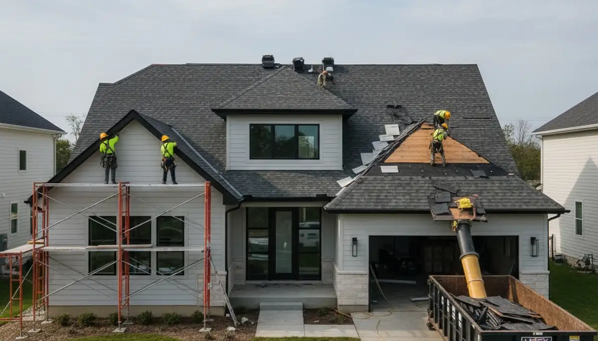 Vinyl siding installation on home exterior in Raleigh, NC by Next Level Exteriors professionals