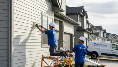 Technician repairing damaged vinyl siding on Raleigh NC home exterior by Next Level Exteriors