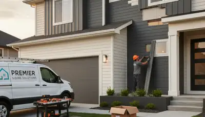 Technician repairing vinyl siding on Raleigh NC home exterior damaged by heat and storm